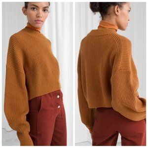& Other Stories Cropped Wool Blend Sweater in Rust Orange Brown Sz Small